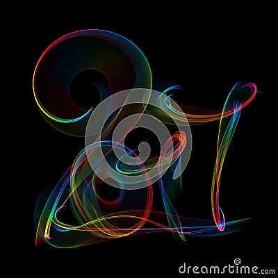 Happy new year 2017 isolated numbers lettering written with rainbow colorful fire flame or smoke on black background Stock Photo
