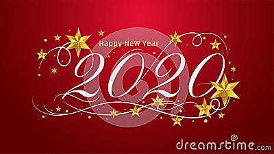 2020 Happy New Year lettering banner design with ornament for new year Vector Illustration