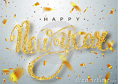 Happy New Year lettering greeting card for holiday Vector Illustration