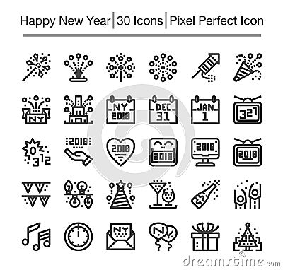 happy new year icon Vector Illustration