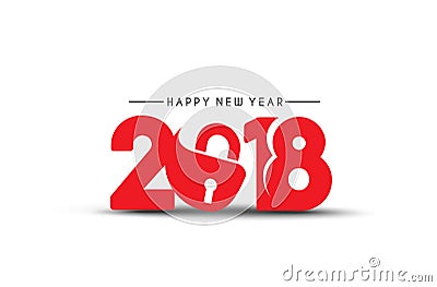 Happy new year 2018 with lock text design Vector Illustration