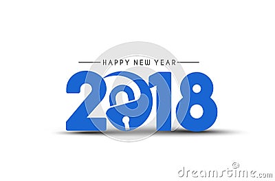 Happy new year 2018 with lock text design Vector Illustration