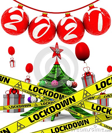 2021 Happy New Year Lockdown Cartoon Illustration