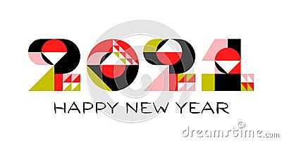 Happy New Year 2021 logo design with abstract geometric numbers with Asian design elements on white background Vector Illustration