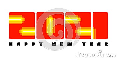 Happy New Year 2021 logo design of red abstract numbers with pixelated laser light. Dynamic vector illustration Vector Illustration