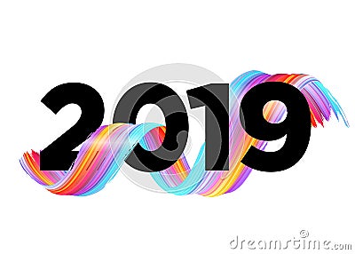2019 Happy New Year Logo Design. Vector Background. Vector Illustration