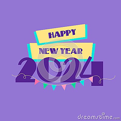 Happy new year 2024 logo for poster, banners and greeting cards Vector Illustration