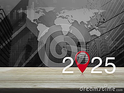 Happy new year 2025 map pointer navigation concept, Elements of this image furnished by NASA Stock Photo