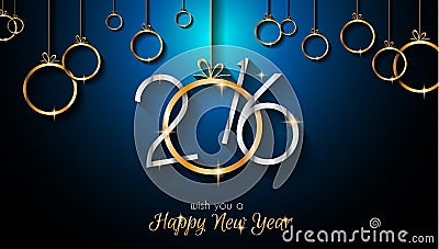 2016 Happy New Year and Merry Christmas Background Vector Illustration