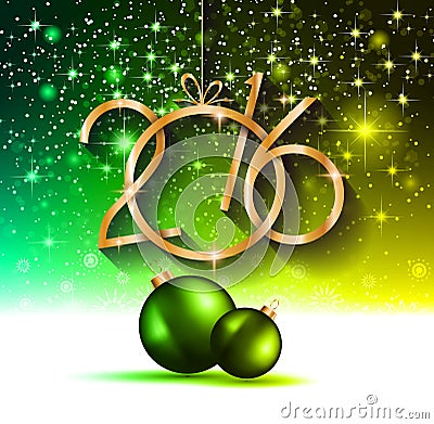 2016 Happy New Year and Merry Christmas Background Vector Illustration