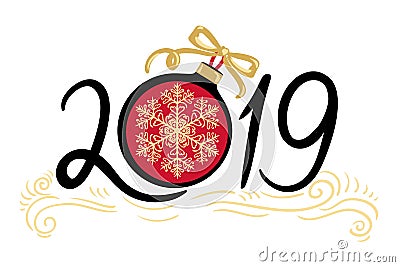 Happy New Year and Merry Christmas 2019 Vector Illustration