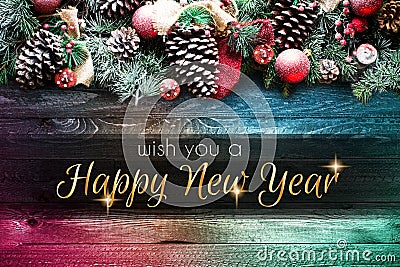 2018 Happy New Year and Merry Christmas Frame with Snow and rea Stock Photo