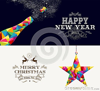 Happy New Year and Merry Christmas holidays Vector Illustration