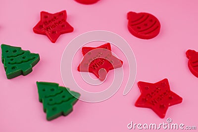 Happy New Year and Merry Christmas. New year background with playdough and plasticine. Christmas holiday wallpaper Stock Photo