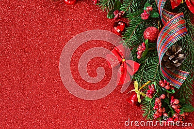 Happy New Year and Merry Christmas. New Year red background Stock Photo