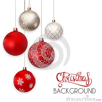 Happy New Year and Merry Christmas Winter Background with Ball Vector Illustration Vector Illustration