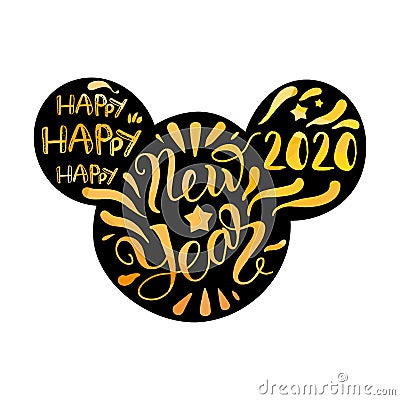 2020 Happy New Year on Mouse Head Form Banner Stock Photo