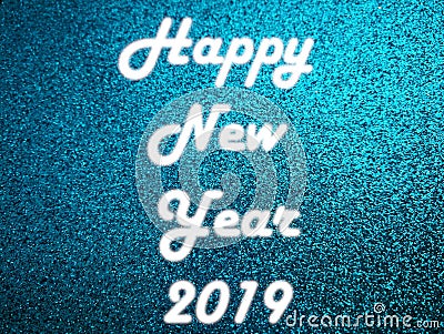 Happy New Year 2019 Neon White light Stock Photo