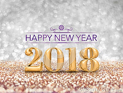 Happy new year 2018 year number 3d rendering at sparkling go Stock Photo