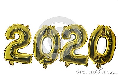 Happy New Year 2020. Number 2020 gold balloon Stock Photo