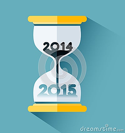 Happy New year 2015,Number inside the hourglass Vector Illustration