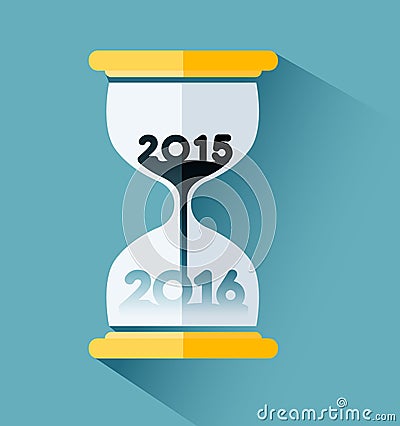 Happy New year 2016, Number inside the hourglass. Vector Illustration