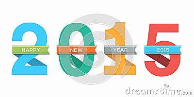 2015 Happy New Year number with ribbon Vector Illustration