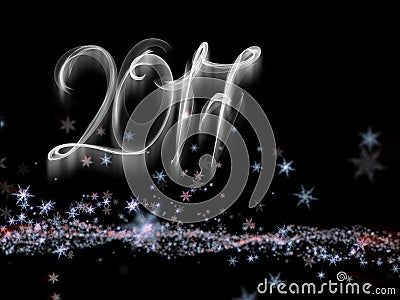 Happy new year 2017 numbers lettering written with fire flame or smoke on black background Stock Photo