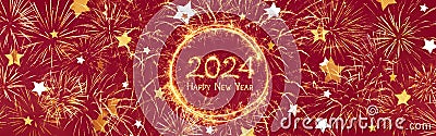 Happy New Year 2024 panoramic header web banner Stock Photo