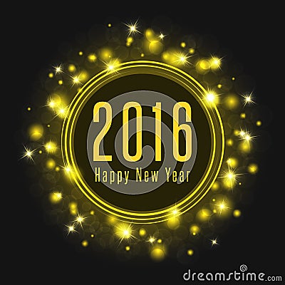 Happy New Year poster 2016 text, abstract fireworks shine glowing light Vector Illustration