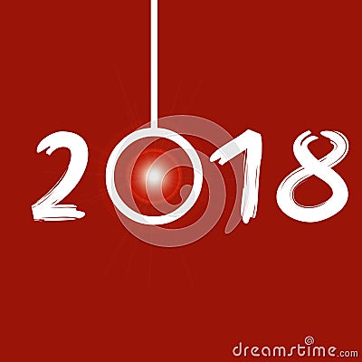 Happy New Year 2018 red background Vector Illustration