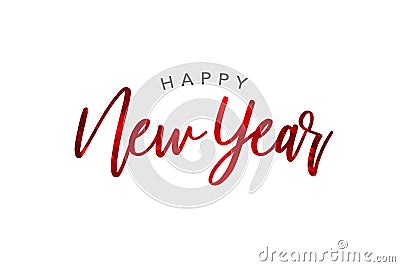 Happy New Year Red Glitter Text Isolated On White Background Stock Photo