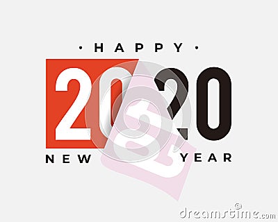 Happy new year 2020 with red sticker peeled off Vector Illustration