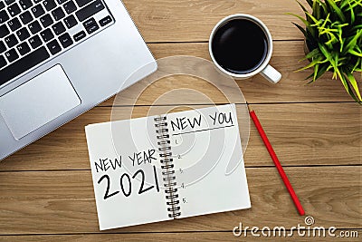 2021 Happy New Year Resolution Goal List Stock Photo