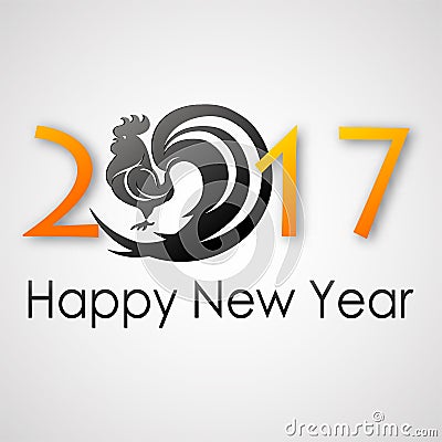 Happy New Year 2017. Rooster Silhouette. Greeting Card design. Vector eps 10 Vector Illustration