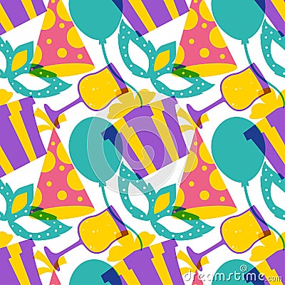 Happy New Year 2024 Seamless Pattern Illustration with Elements Decoration New Years Background Vector Illustration