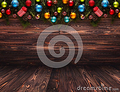 2017 Happy New Year seasonal background with Christmas baubles Stock Photo