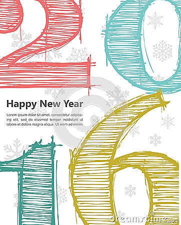 Happy new 2016 year. Seasons Greetings Vector Illustration
