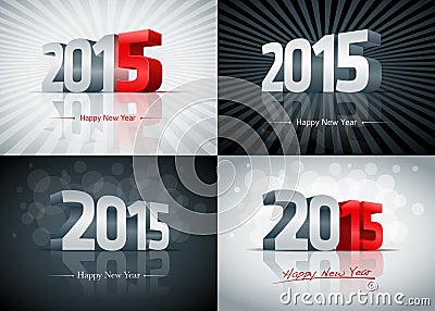 2015 Happy New Year Set Vector Illustration