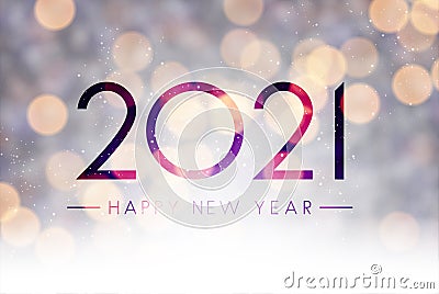 2021 happy new year sign on misted glass Vector Illustration