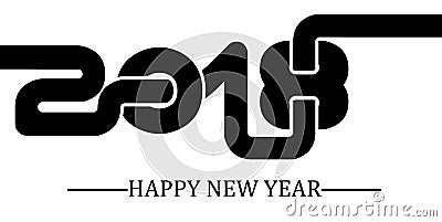 2018 happy new year simple writing black two Vector Illustration