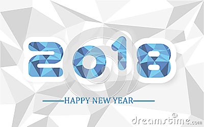 2018 happy new year simple writing low poly Vector Illustration