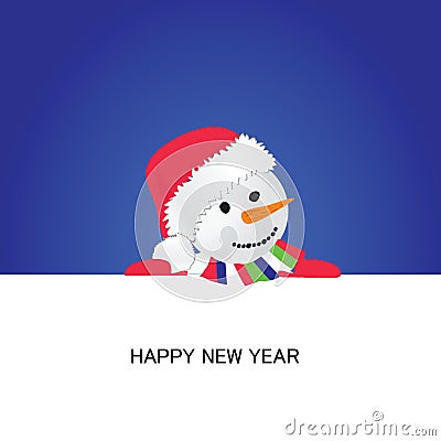 Happy new year with snowman cartoon vector Vector Illustration