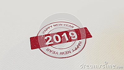 HAPPY NEW YEAR 2019 stamp 3D rendering Stock Photo