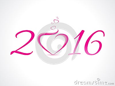 Happy new year 2016 text background with heart shape Vector Illustration