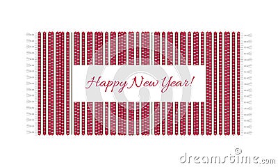 Happy New year text on carpet background, top view of rug. Vintage illustration. Cartoon Illustration