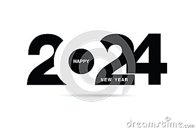 Happy New Year 2024 text design. for Brochure design template, card, banner. Vector illustration. Isolated on white background Vector Illustration