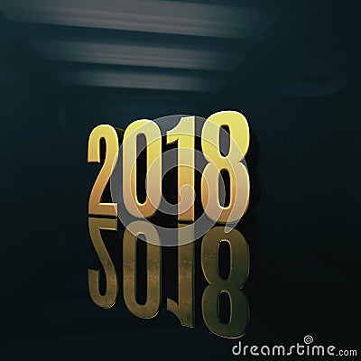 Happy New Year 2018 Text Design 3D Illustration Stock Photo