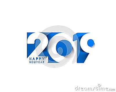 Happy New Year 2019 Text Design Patter Vector Illustration