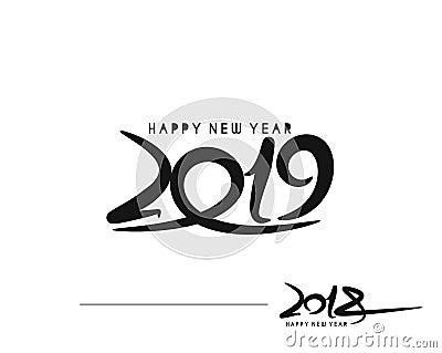 Happy new year 2019 - 2018 Text Design Vector Illustration